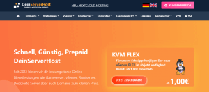 DeinServerHost，德国特价VPS低至5折，德国法兰克福，KVM虚拟架构，2核4G内存1Gbps带宽不限流量，2.47欧元/月
